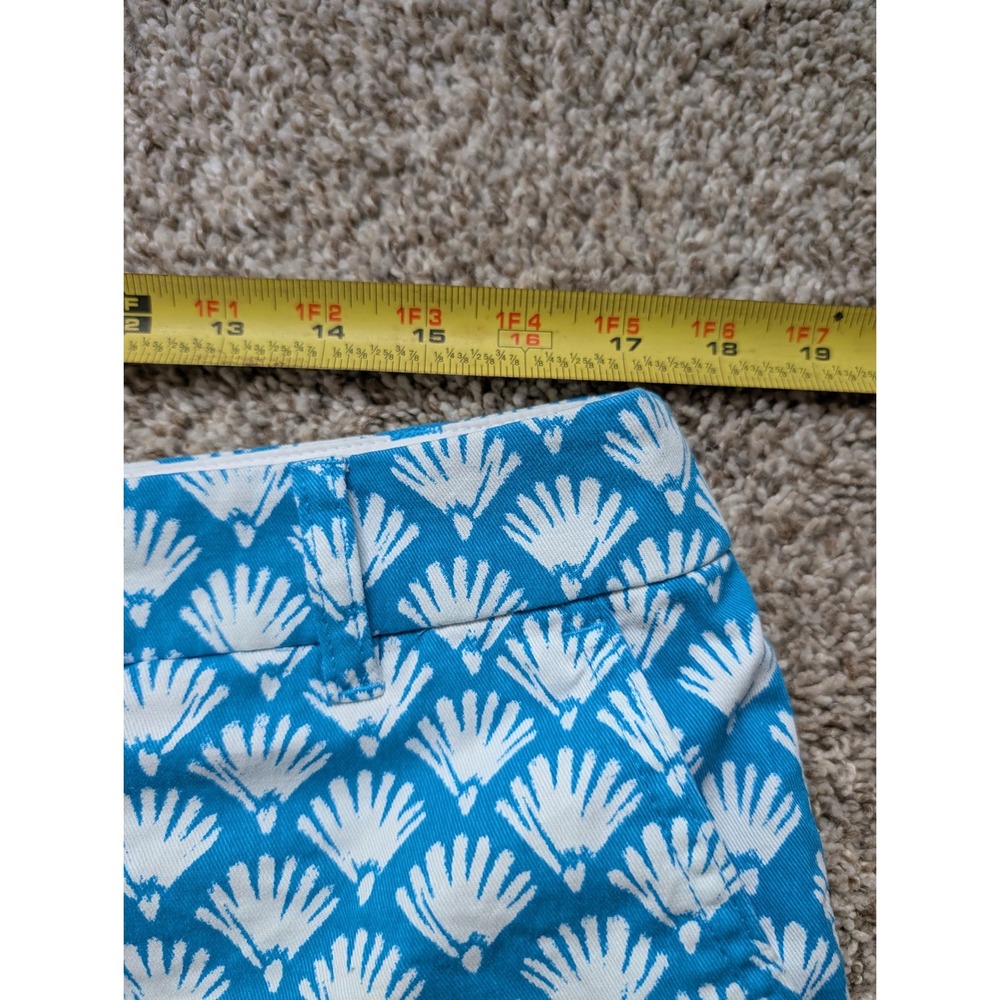 J.Crew Chino Shorts Women's 12 Blue Teal Seashell Print Beach Preppy Resortwear - Picture 8 of 10